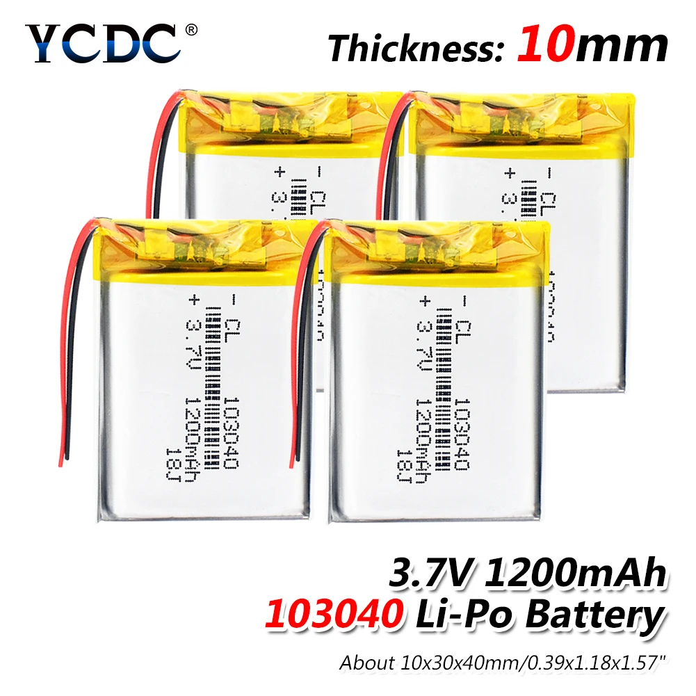 

1/2/4 Pieces Rechargeable Lipo Lithiumion Polymer 3.7v 1200mah Battery Replacement Long Lasting Powerbank GPS Li-Po Bateria