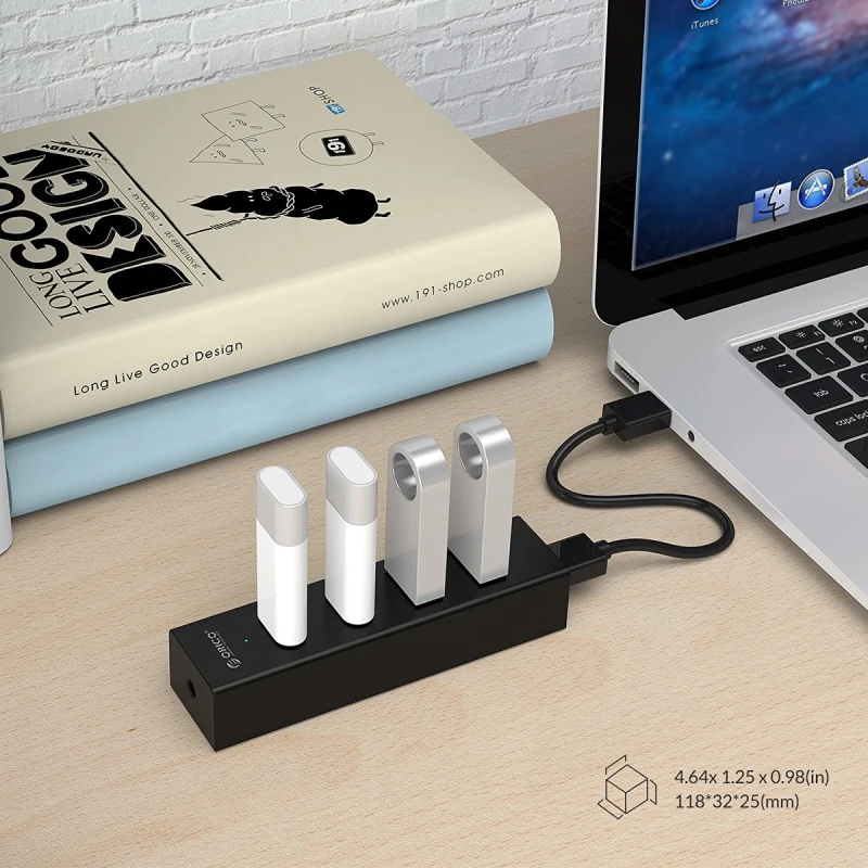 ORICO ABS 4 USB порта Высокоскоростной usb хаб 3 0 сплиттер для Apple Macbook Air ноутбук ПК черный