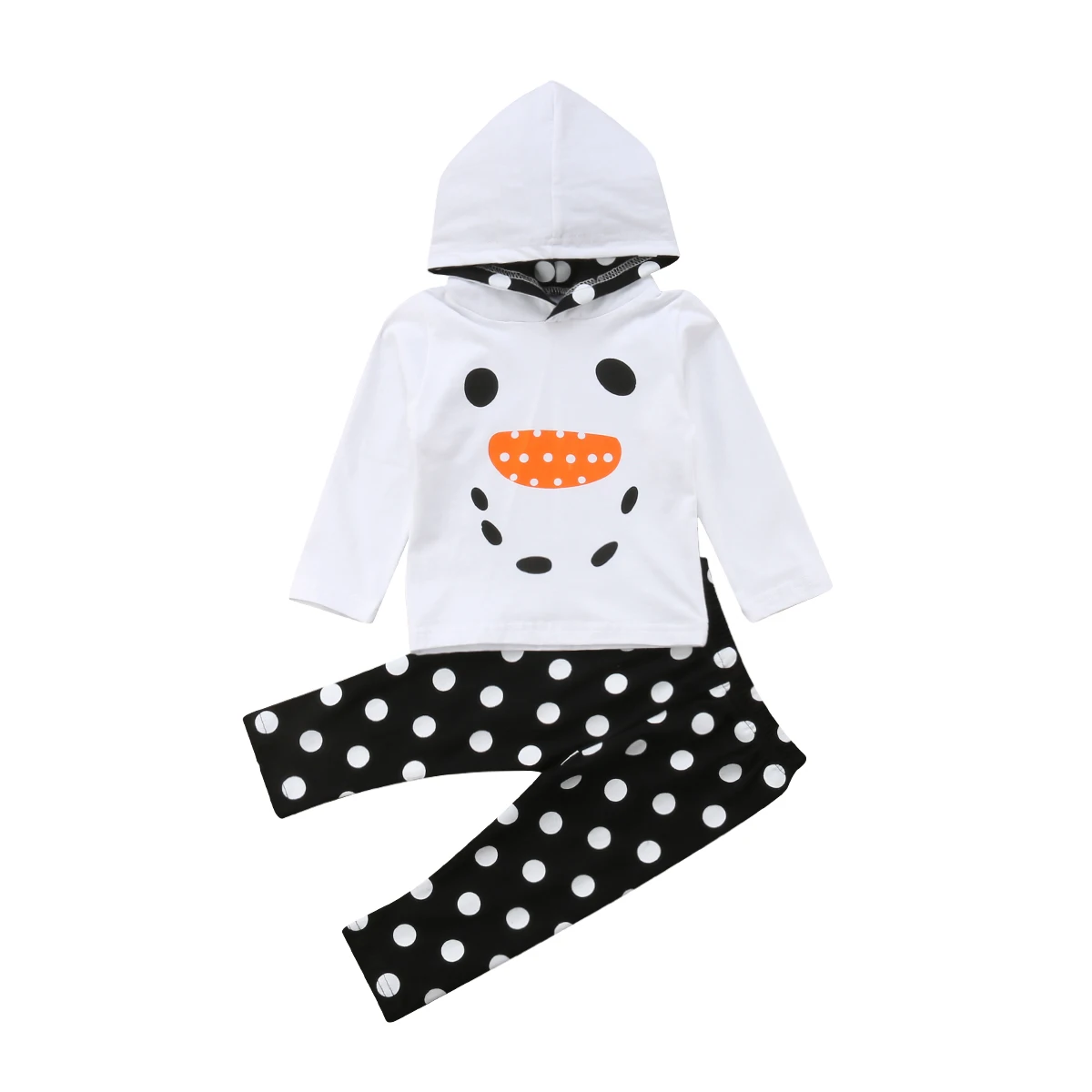 

Christmas Pretty Causal Infant Baby Girls Clothes 2PCS Cartoon Print Long Sleeve Hooded Pullover Tops+Dot Pants 6M-5Y