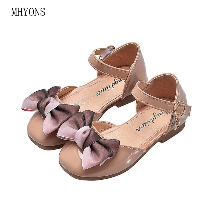 

MHYONS 2019 spring bow princess shoes Korean sandals soft bottom shoes girls party leather flat shoes new fashion
