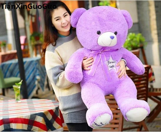 filled plush toy large 100cm purple teddy bear plush toy flower stars bear soft doll throw pillow Christmas gift h1449