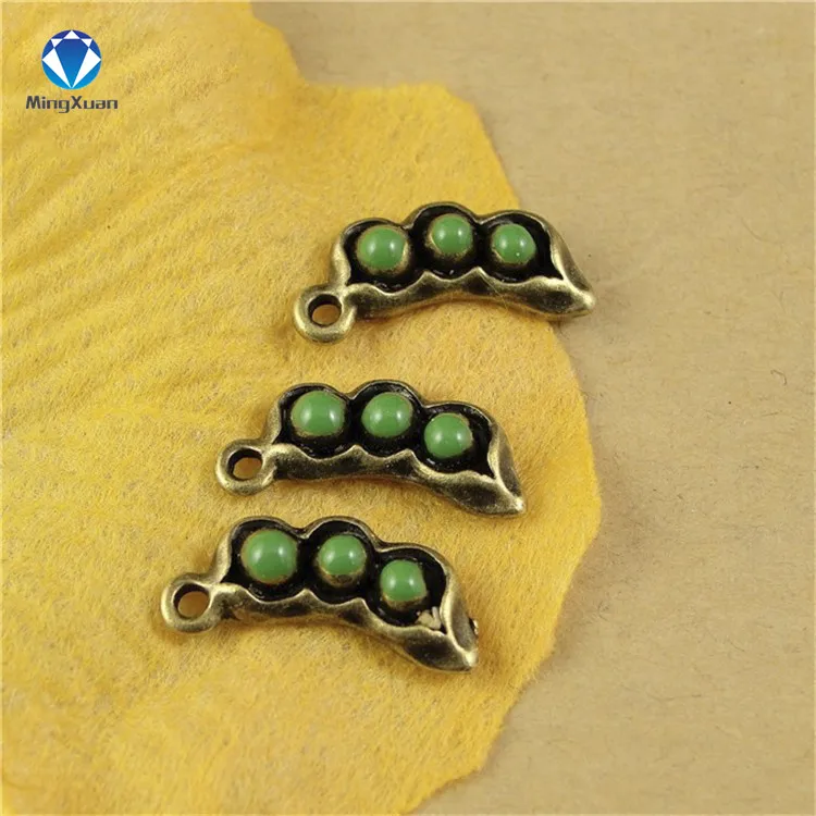 

MINGXUAN 10pcs 17x7x4mm Antique Bronze Pea Charm Pendant for Diy Necklace Jewelry Making Handmade Craft C898