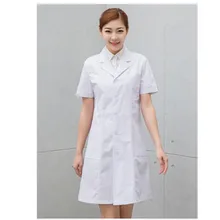 Врачи выступающей Длинные рукава женский с коротким рукавом медсестра лаборатории пальто униформы, медицинская одежда летние лаборатории пальто салон красоты униформа