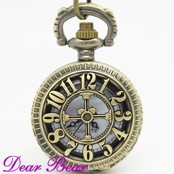 3032) винтажные бронзовые арабские цифры покрытие Павлин карманные часы ожерелье, диаметр 2.7.см, 12 шт./партия