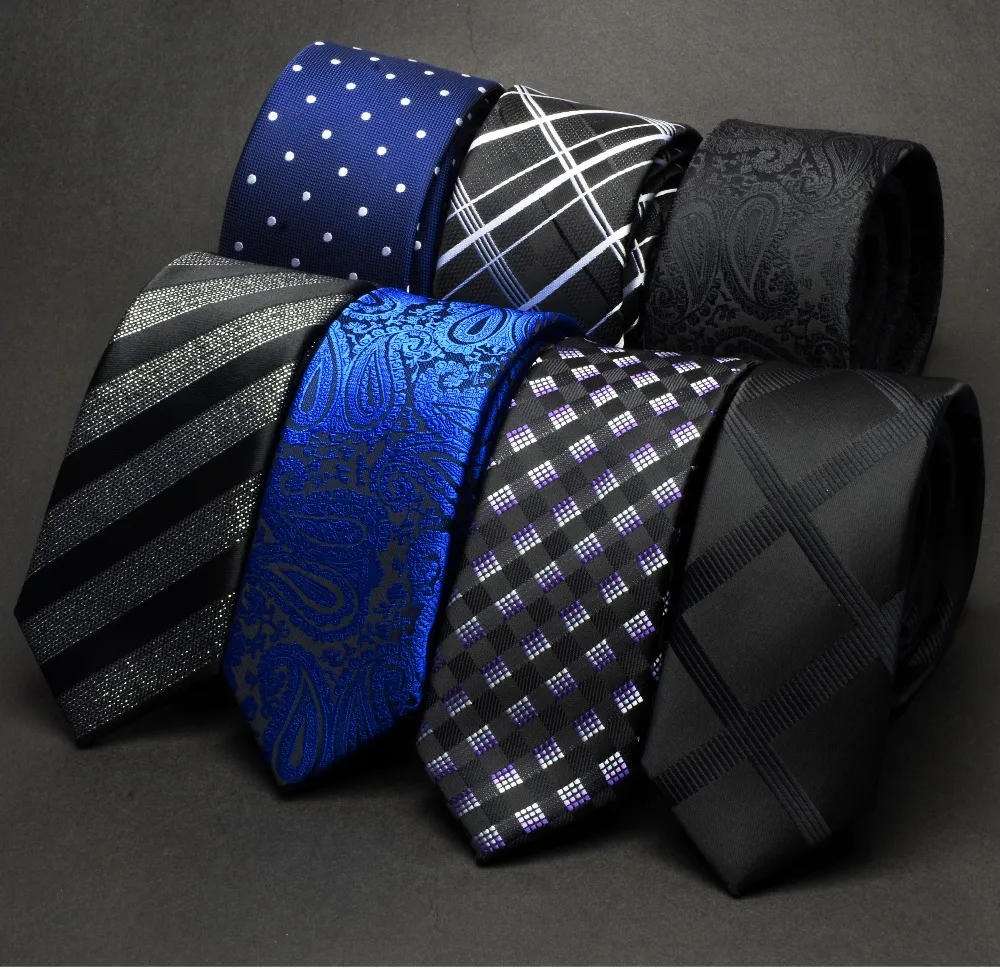 

Ricnais New Arrival 5cm Slim Ties For Man Blue Black Stirped Waterproof Necktie Paisley Fashion Men Skinny Neck Tie For Wedding