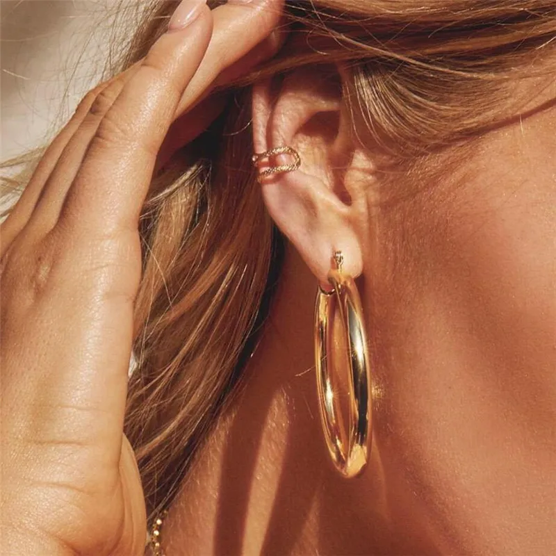

Ahmed Gold Silver Circle Creole Earrings for Women Fashion Big Round Wives Hoop Earrings Female Girls Wedding Party gifts