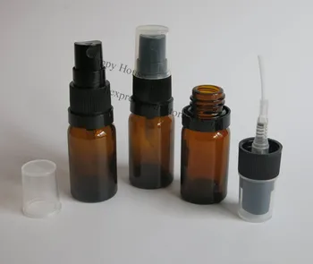 

360 x 10ml Amber Glass Make Up Bottle 10cc Brown Glass Essential Oil Bottle With Tamper Evident Black Sprayer