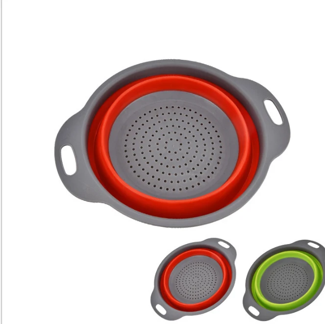 2 PCs/ Set Collapsible Silicone Colander Folding Kitchen Silicone