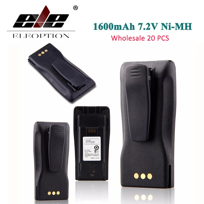 

ELEOPTION High quality 20PCS 7.2V Ni-MH 1600mAh NNTN4496 NNTN4851 Battery for MOTOROLA CP040 CP150 CP160 PR400