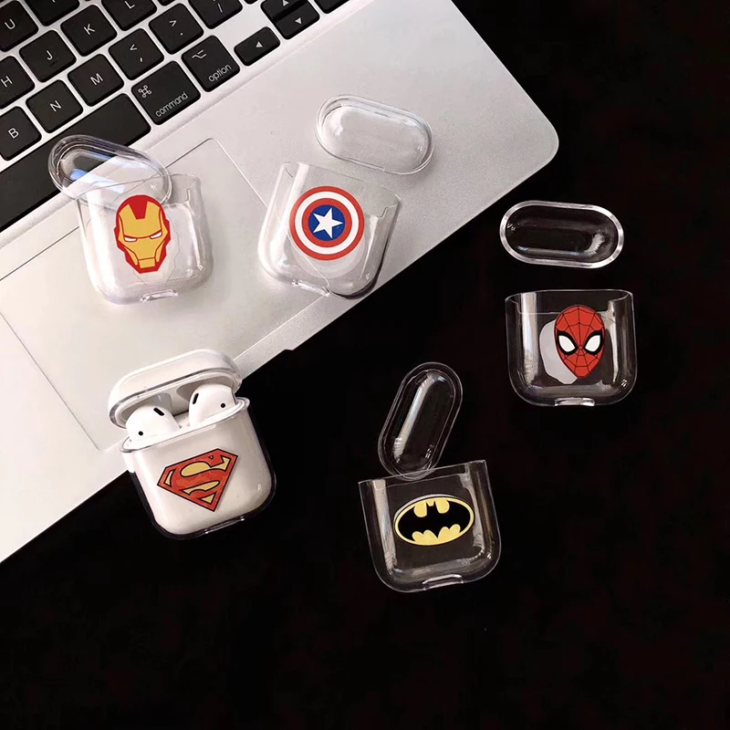 

New Transparent Cute Minnie Wireless Earphone Charging Box Cover Bag for Apple AirPods 1 2 Marvel Hard PC Bluetooth Box Headset