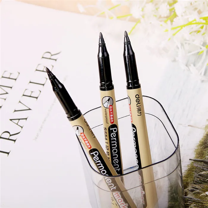 Deli Fast Dry Permanent Oil Marker Pens For Tires CD Fabric Waterproof Drawing Signature Greeting Card Calligraphy Graffiti Pen  (17)