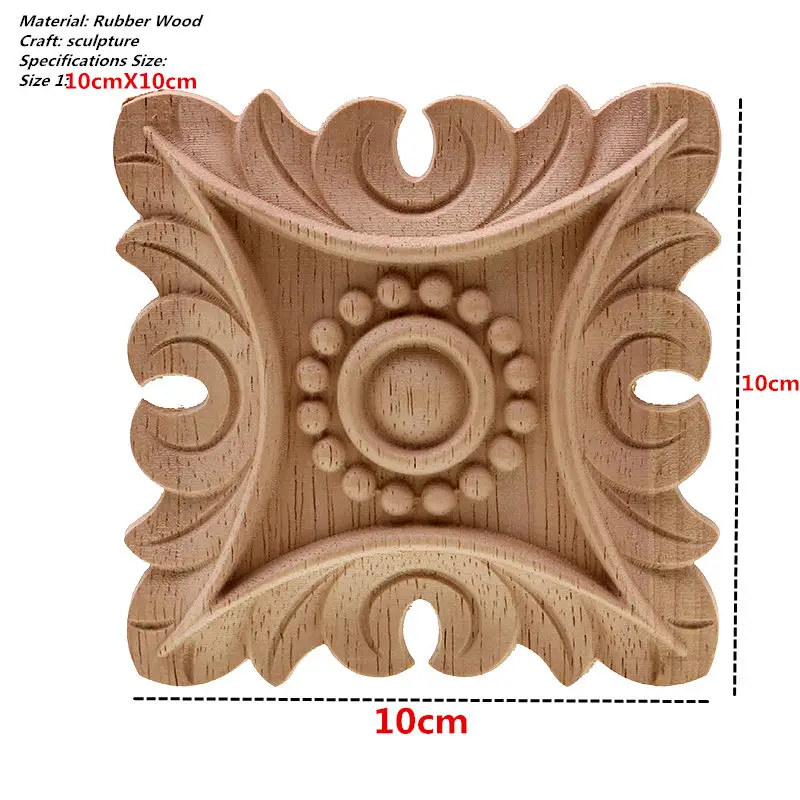 VZLX Винтаж Неокрашенная древесина Резные углу накладка аппликация, рама фон мебель для дома стены, двери шкафа декора - Цвет: 10x10cm