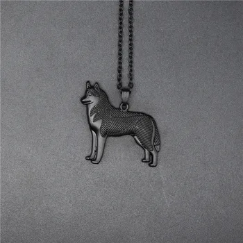 

3 Colors New Siberian Husky Charm Necklace Trendy Metal Dog Jewellery Siberian Husky Pendant Necklace Women