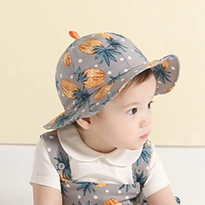 Summer Baby Bucket Hat Double-sided Beach Sun Hats Breathable Cartoon