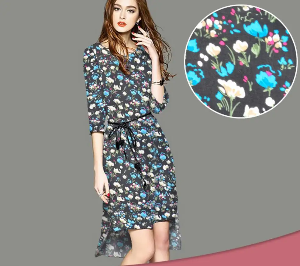 2Meter Printing Plant Sunflower Flower Fabric For Apparel Sewing