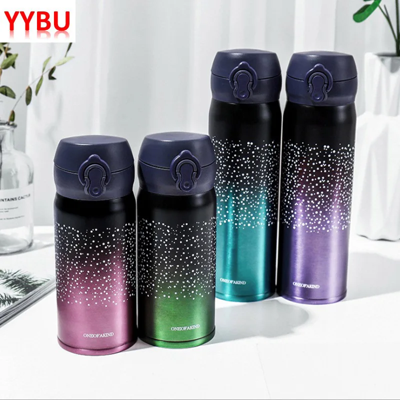 

YYBU 350/500ml Stainless Steel Thermos Cup Bottle Cute Stainless Car Vacuum Flask Cup Coffee Travel Mug Drinking Water Bottle