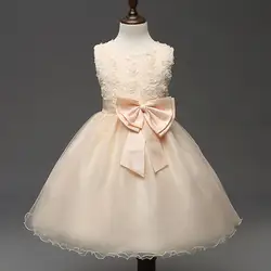Летнее платье для детская одежда для девочек лук Цветы Платья для женщин малыша День рождения принцесса прополка бальное платье Дети