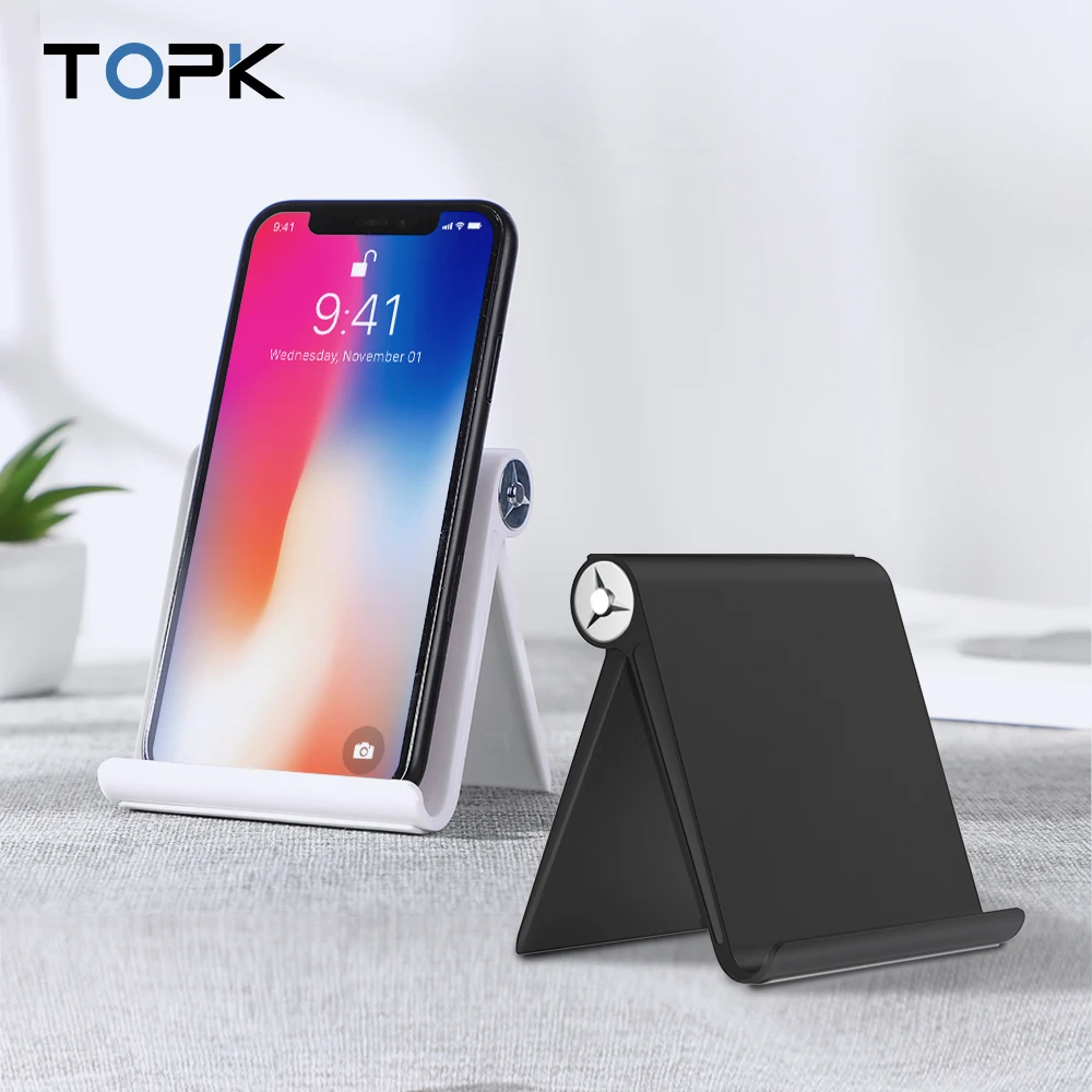 Us 3 49 30 Off Topk Phone Holder Stand For Iphone Xs Max Xr Foldable Mobile Samsung S9 S8 Note 9 Xiaomi Tablet Desk Mount In