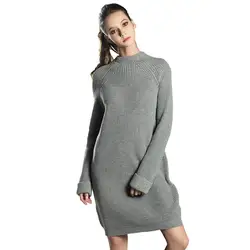 Новый зимний свитер женский модный Повседневный однотонный теплый с круглым вырезом винтажный свитер женский шесть цветов с длинным