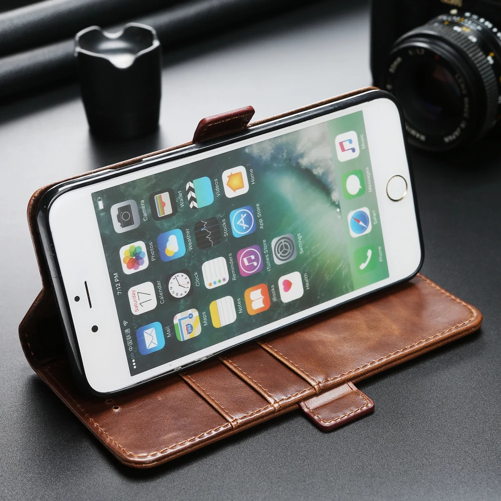 Роскошные телефона Чехлы для iPhone 6 6s 8 7 плюс Ретро Для мужчин флип кожаный
