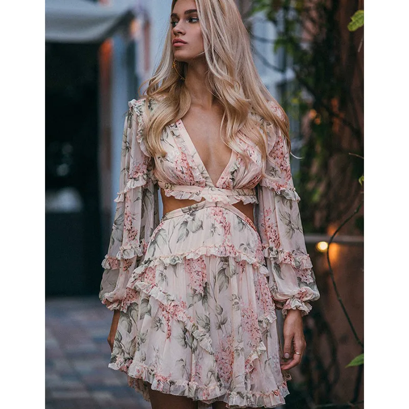 Ceny Dziewczyna z paryża letnia plaża Mini sukienka kobieta Spaghetti pasek krzyżowa, bez pleców seksowna głębokie V nadruk bodycon Vestidos moda krótka sukienka