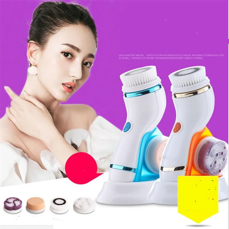 4 in 1 electric rotating face cleaner brush ultrasonic deep pore