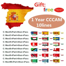 Наиболее стабильный Cccams для Европы Испания спутниковый ТВ приемник 1 год cccam 10 линий FULL HD DVB-S2 телеприставка поддержка Ccams сервис