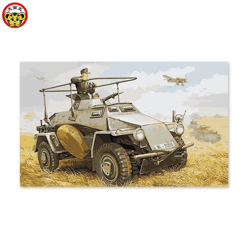 Military combat command car World War II Digital Painting self portrait color fill decorative handmade gift | Дом и сад