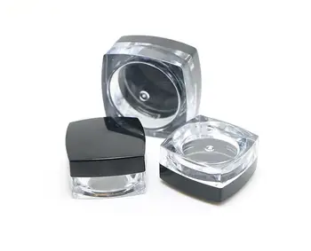 

5G Plastic Jar Square Shape Clear Pot Black Cap Cosmetic Sample Eyeshadow Lip Balm Container Nail Art Piece Glitter Bottle SN767