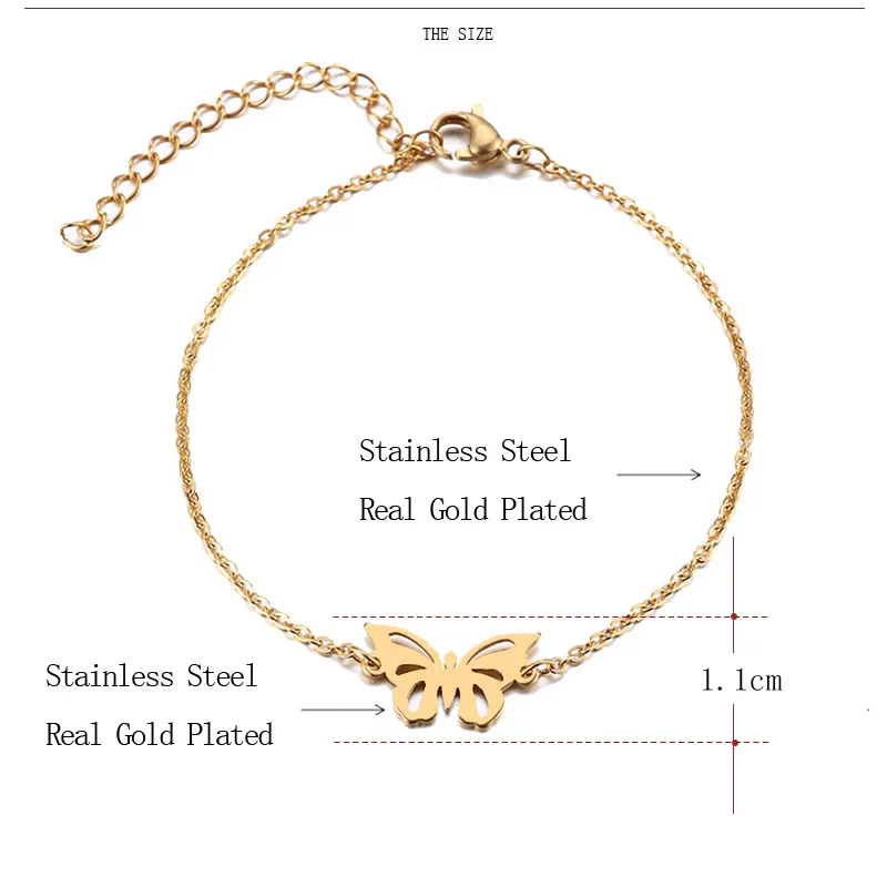 CACANA Stainless Steel Bracelet For Women Hollow Butterfly Gold And Silver Color Pulseira Feminina Lover's Engagement Jewelry