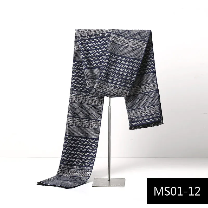 [FEILEDIS] новые мужские шарфы на осень и зиму, универсальные декоративные мужские деловые шарфы FD226 - Цвет: MS01-12