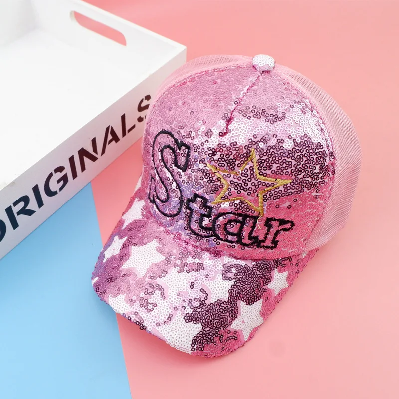 

Kids Children Fashion Caps New Style Sunhat Lovely Sequins Baseball Cap Sport Hoilday Boy Girl Child For 1-9Y Adjustable Hats
