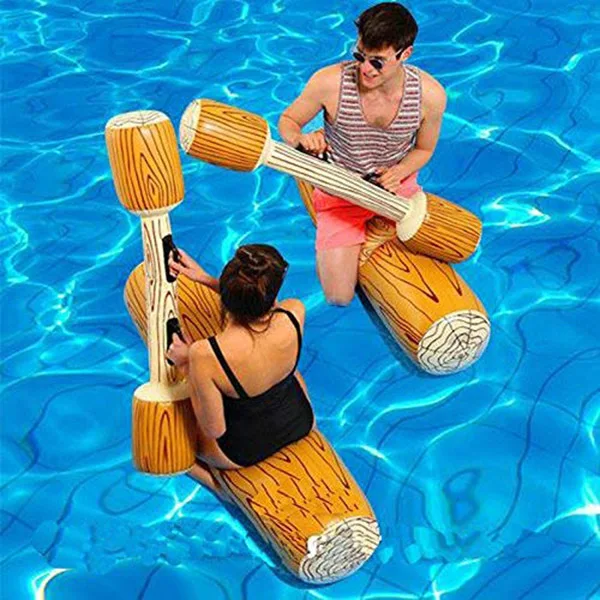 Hot 1 Set Inflatable Swimming Pool Floating Toy Wood Grain Row Seat for Kid Adults DO2