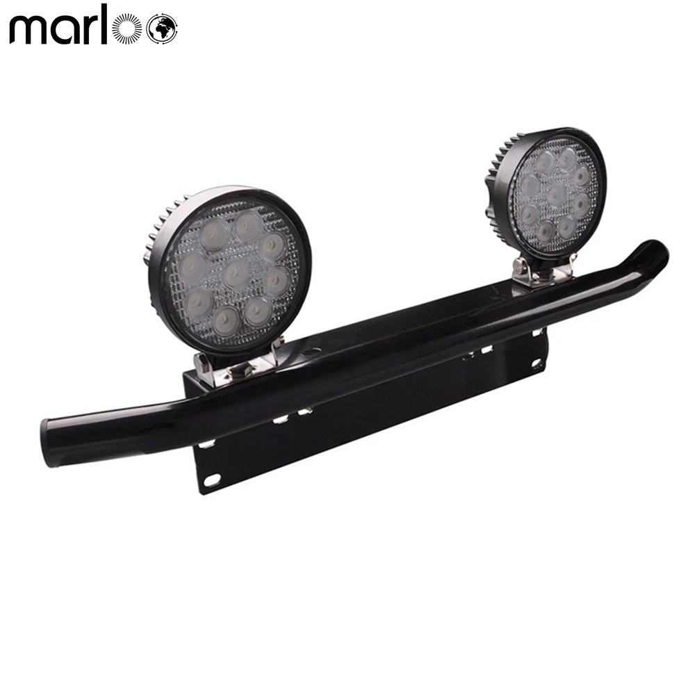Marloo 2pcs 27W Round Led Work Light W/ Car License Plate Frame Holder Mount Bracket Front Bumper For Offroad Truck Vehicle | Автомобили и