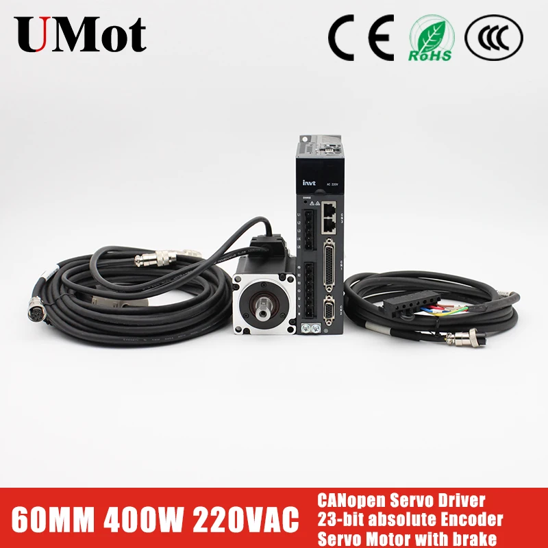 

23-bit absolute Encoder 400W Servo Motor with brake+CANopen Servo Driver Single-Phase AC Drive Permanent Magnet Matched Driver