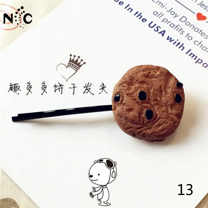 

2019 New 1pc/bag Metal Cute Cartoon Cookies Shape Barrette Headwear Sweet Candy Hair Clips for Girls Hair Accessories for Women