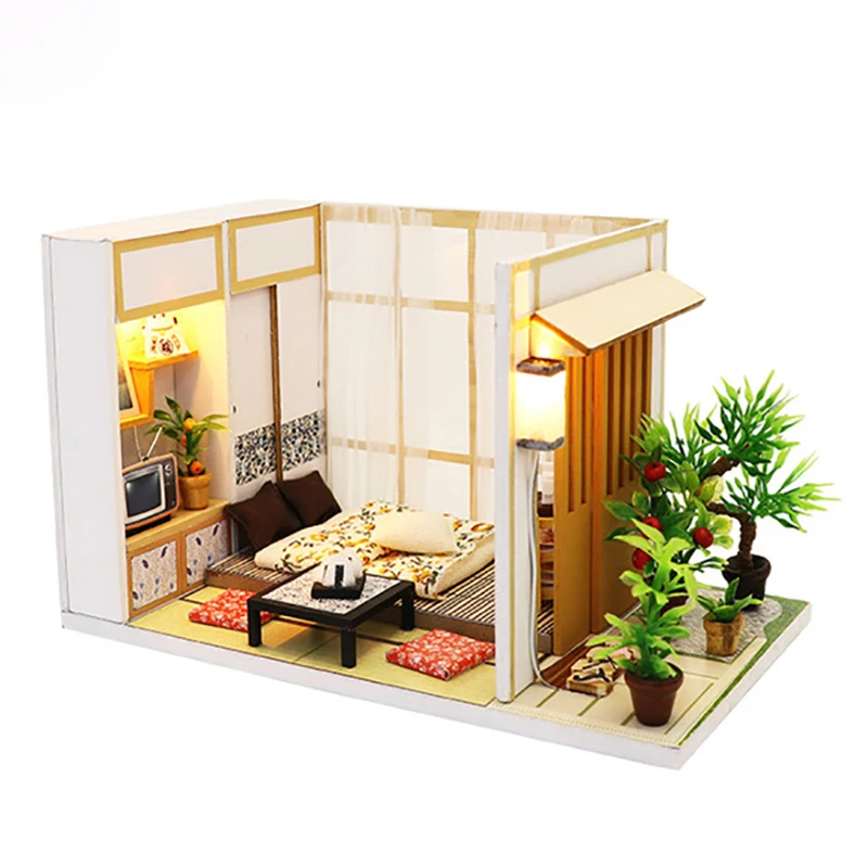 Diy Doll House Wooden Handmade Miniature Dollhouse Assemble Kits Toys Japanese Style Bedroom Furniture House Toys for Children Diy Doll House Wooden Handmade Miniature Dollhouse Assemble Kits Toys Japanese Style Bedroom Furniture House Toys for Children