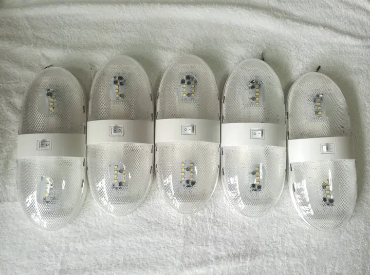 5X RV LED 12V Fixture Ceiling Camper Trailer Marine Double Dome Light