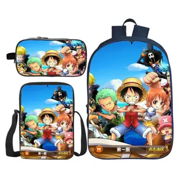 

3Pcs/Set New Arrivals 3D Printing ONE PIECE Children Shoulder Backpacks Cartoon Kids Baby School Bags for Boys and Girls Bookbag