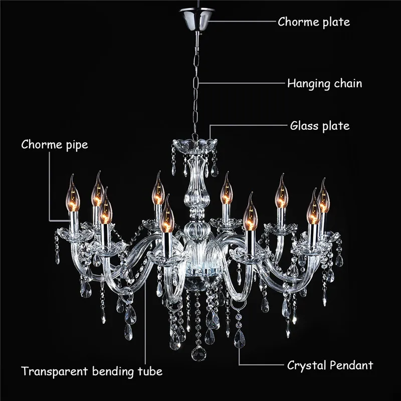 Candelabro de Cristal Sala de Estar Lustres de Crista Pingentes e Lustres Lâmpada de Iluminação Moderna Decora Tiffany Home Indoor E12 l 6 estar lustres de crista l Decora Pingentes