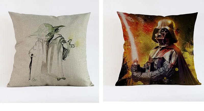 Classic Film Star Wars Splash-ink Style Characters Symbol Pillow Case Stormtrooper Master Yoda Darth Vader 3PO