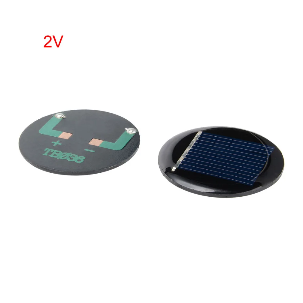 

Uxcell Newest 5Pcs 2V 40mA 36mm Dia Poly Mini Round Solar Cell Panel Module DIY for Phone Light Toys Charger
