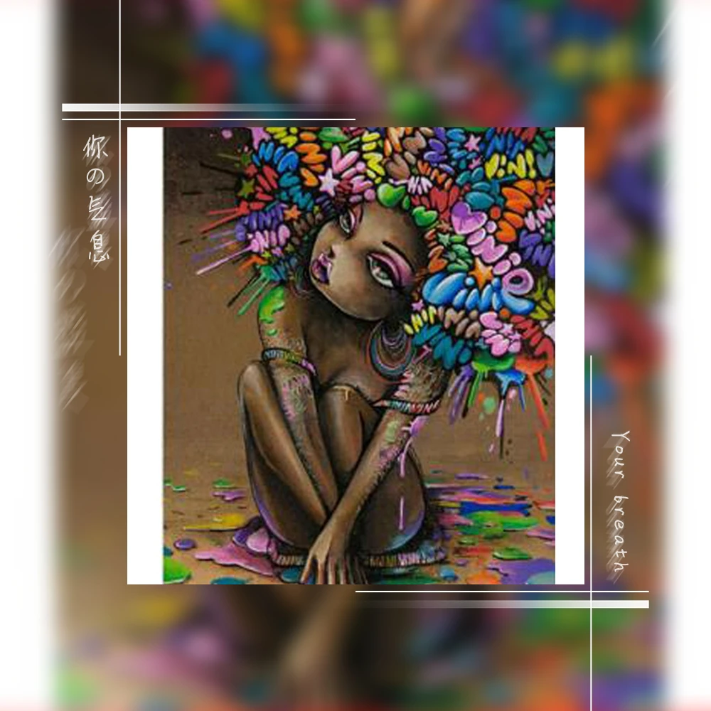 5D Diamond Painting African girl Room Decor Needlework Crafts Gift DIY Diamond Mosaic Embroidery Full Crystal Painting Abstract_1