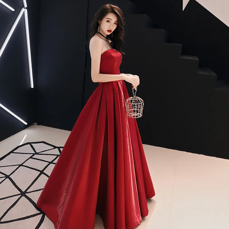 Sexy Strapless Evening Dresses Long Satin Party Gowns Robe De Soiree Sexy Formal Dresses Evening Abendkleider Sexy Strapless Evening Dresses Long Satin Party Gowns Robe De Soiree Sexy Formal Dresses Evening Abendkleider