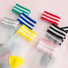 Jeseca, женские модные прозрачные короткие носки, женские летние Тонкие носочки в стиле хатаджку, Школьные носки в полоску