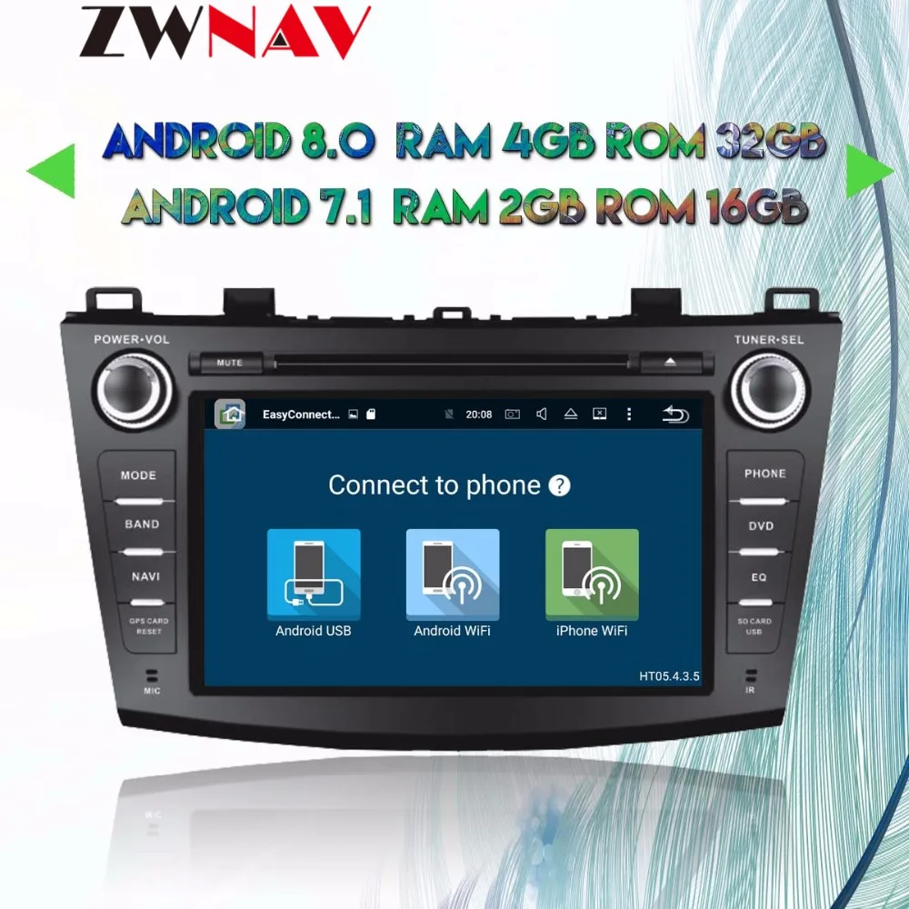 Top 8 inch Eight Core Android 8.0 7.1 Car DVD Player GPS Navi For Mazda 3 Axela 2009-2013 RAM 4GB ROM 32 GB Stereo Recorder Satnav 1