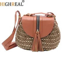 New Summer Portable Natural Ladies Tote Hand Woven Straw Bag Popularity Straw Women Shoulder Bag Pompon Beach Holiday Bag