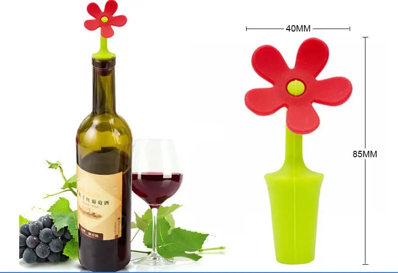 20 pcs /lot 100 Silicone flower wine pourer and stopper,bottle pourer and stopper,beer pourer