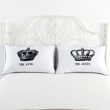 

King Queen Lover Romantic Deisgn Fashion Bedding Pillow cover Lover Ever Pillow case Romantic Valentines Wedding Gift 2pc/lot