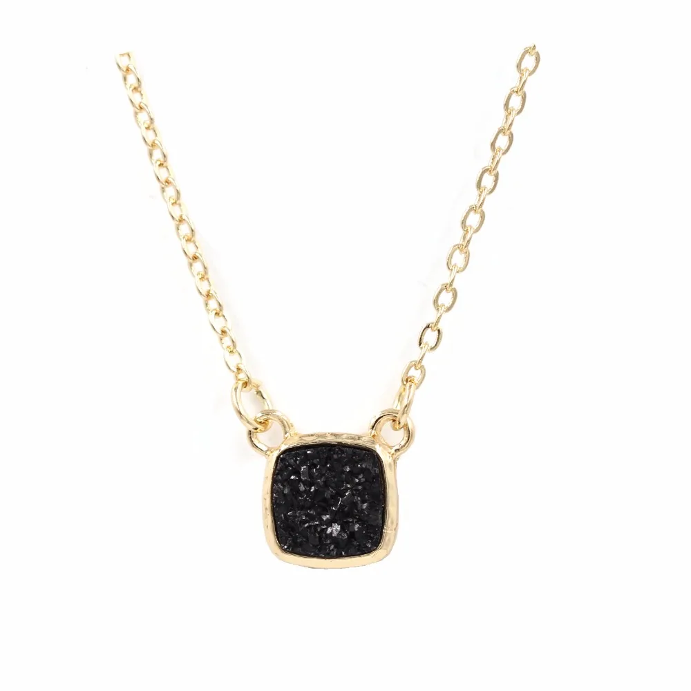 

Fashion Square Shape Resin Druzy Necklace Choker Necklace Jewelry for Women